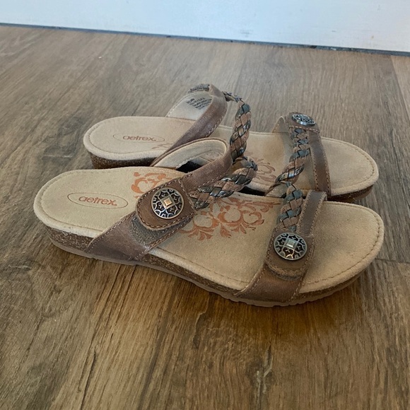 Aetrex Janey Braided Slide sandal. Walking sandal boho comfort shoe Sz 6 - Picture 1 of 6